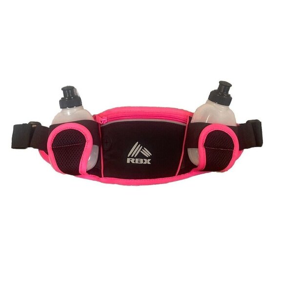 RBX Pink NYLON DUAL HYDRATION ZIPPERED POCKET WATER BOTTLE WAIST PACK - Picture 1 of 7